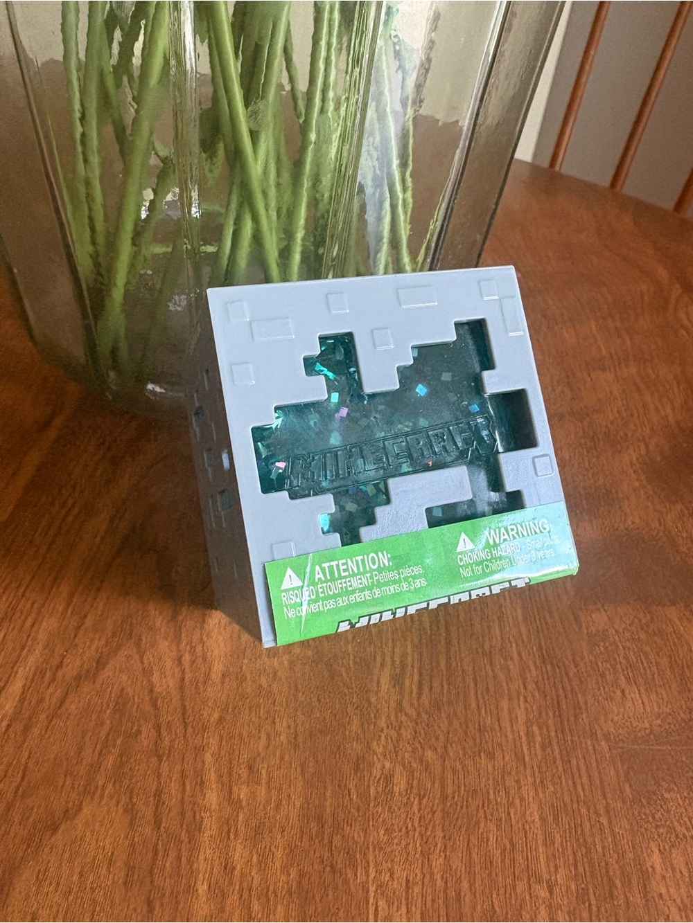 Minecraft Cube Building Set - Gray with Teal Accent